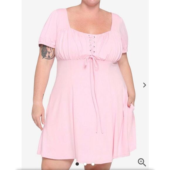 Princess Polly Dresses & Skirts - Hot Topic Pastel Pink Empire Dress Baby Pink Plus Size 2  Nwot